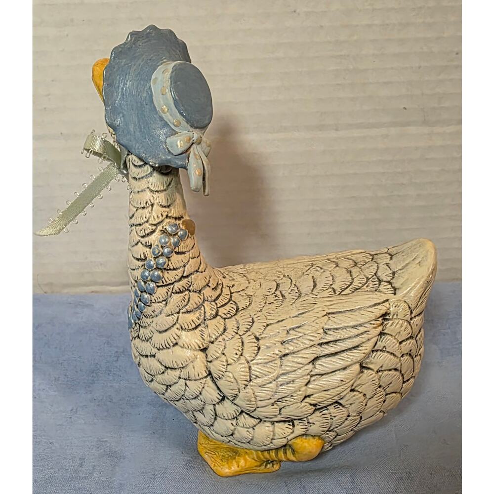 Vintage 1987 Ceramic Goose Figurines Pair Cowboy Bonnet Country Farmhouse - Picture 12 of 16